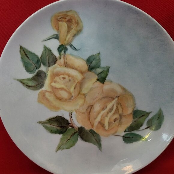 Vintage Imperial Germany Yellow Roses Decorative Plate - Picture 9 of 11